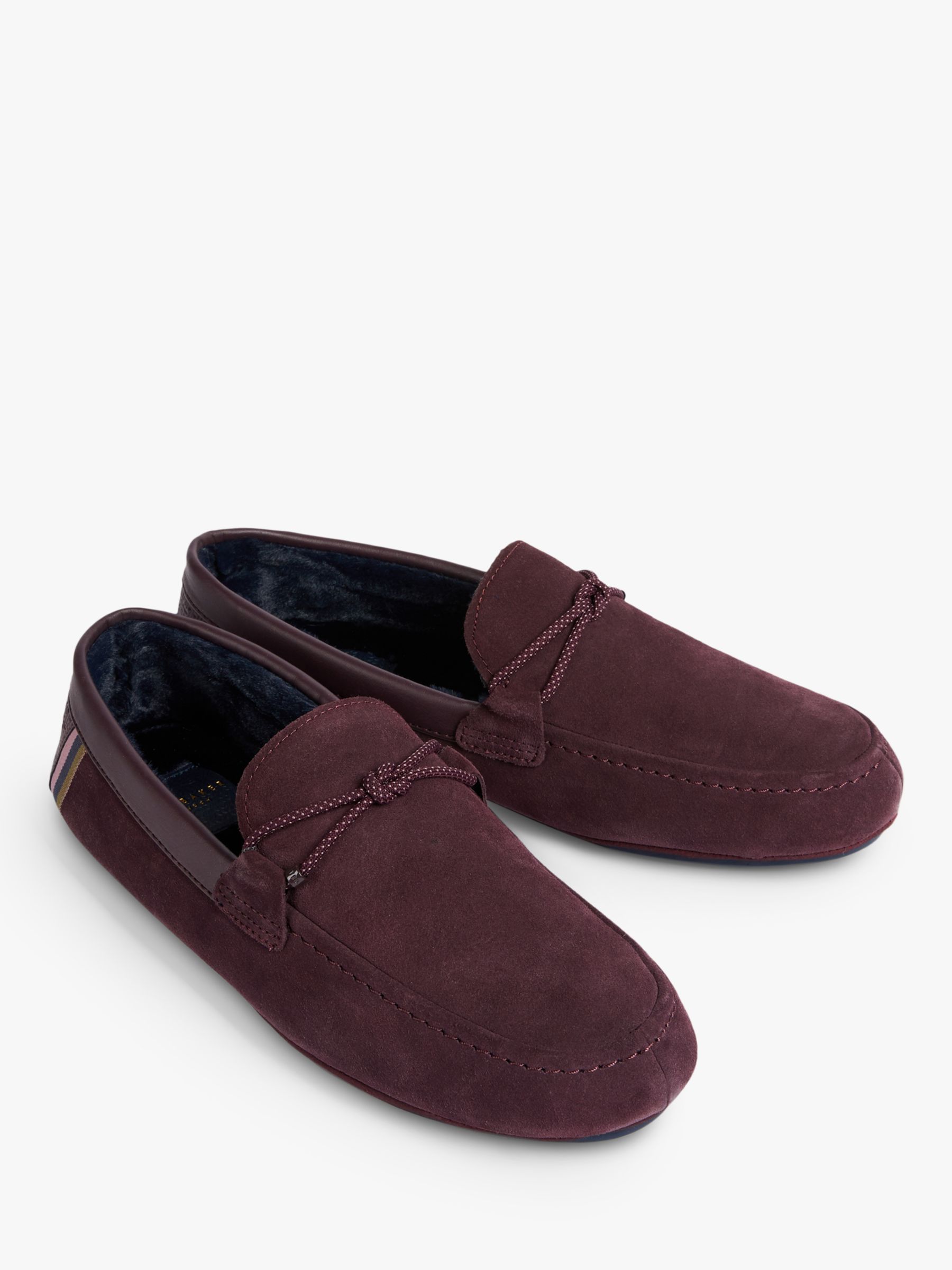 Ted Baker Seffel Leather Moccasin Slippers, Dark Red