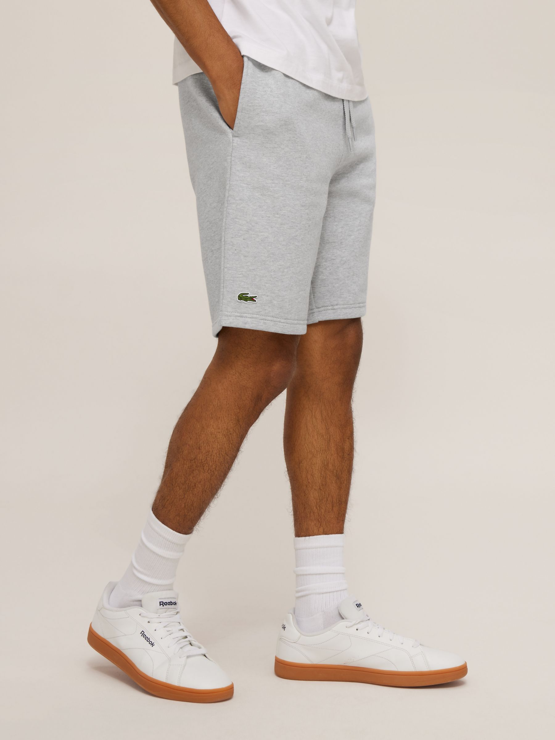 Lacoste Classic Logo Jogger Sweat Shorts, Silver Chine at John Lewis ...