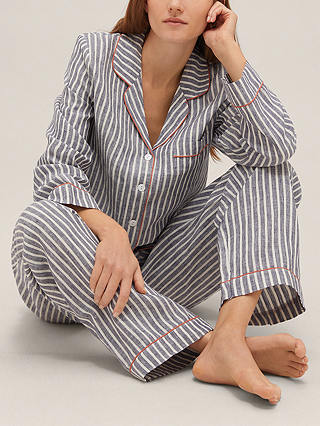 Piglet in Bed Linen Stripe Pyjama Set, Midnight