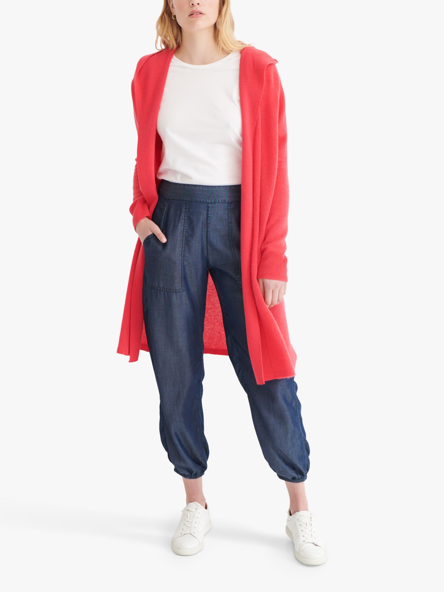 NRBY Suzie Cashmere Hooded Cardigan Coat, Coral at John Lewis & Partners