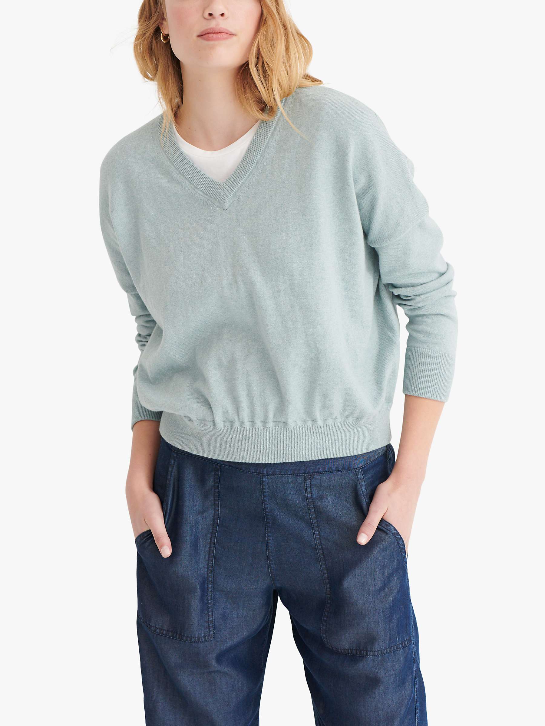 Buy NRBY Maddy Cotton Cashmere V-Neck Knit Sweater Online at johnlewis.com