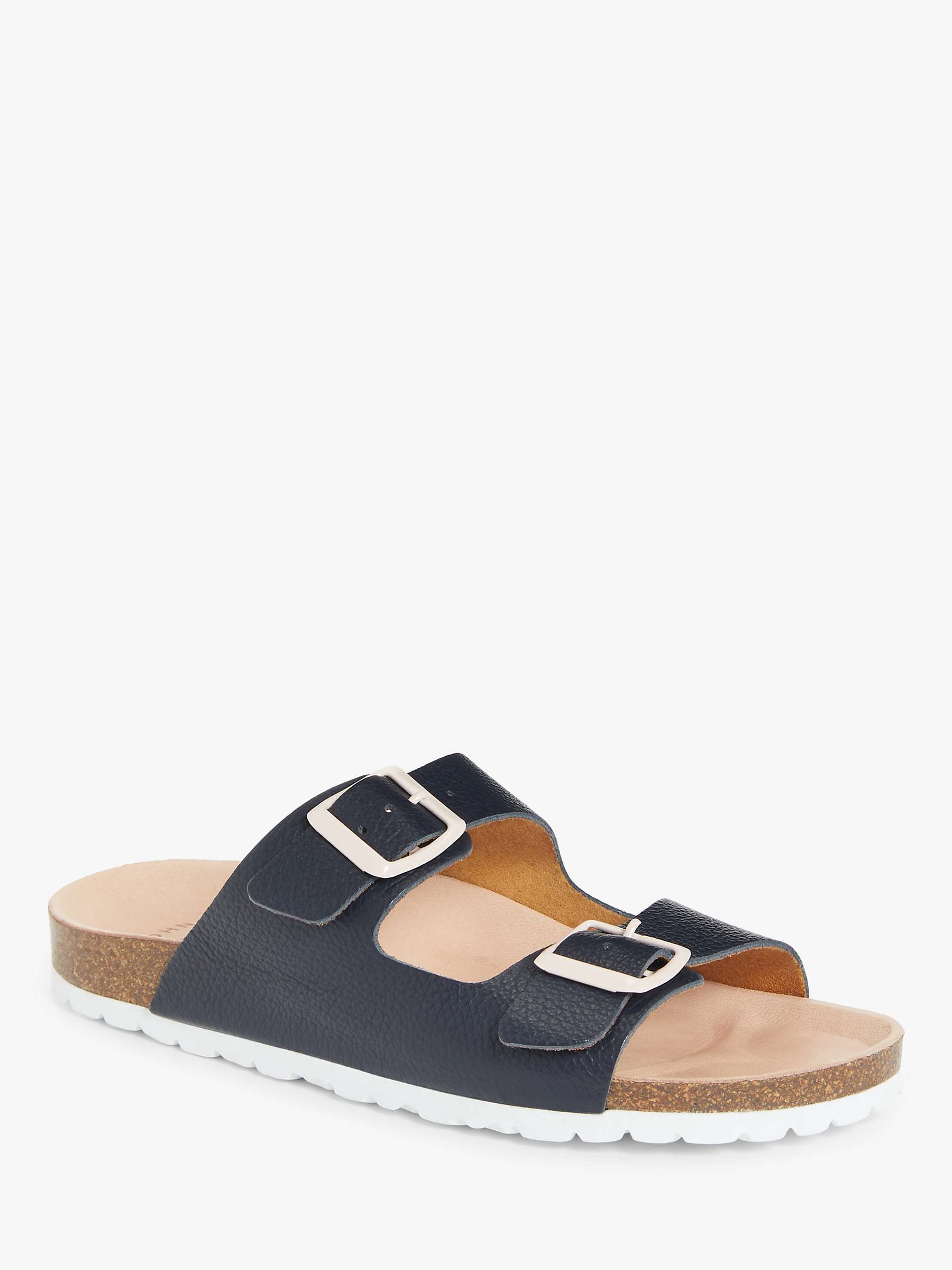 John Lewis & Partners Lexi Leather Double Strap Sandals, Navy at John ...
