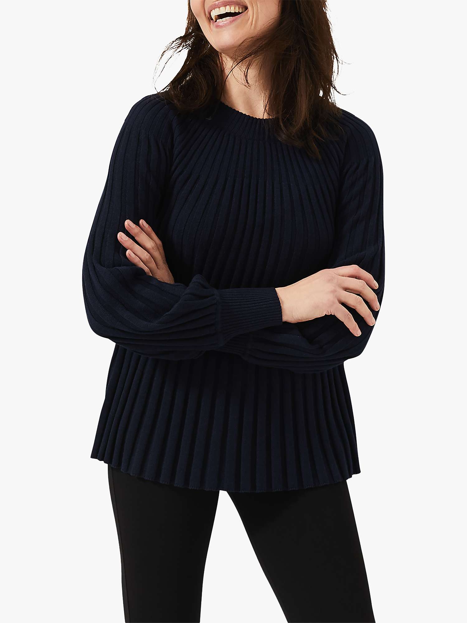 Buy Phase Eight Sunray Pleated Jumper, Navy Online at johnlewis.com