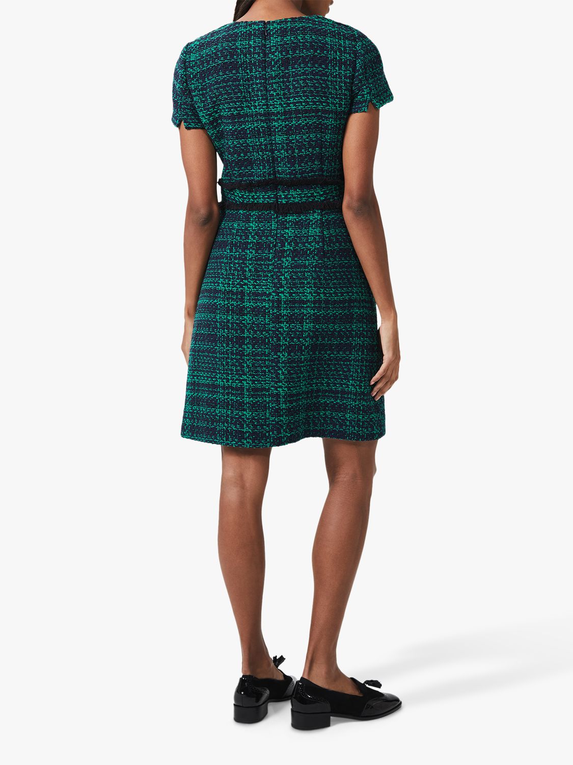 Hobbs Rosa Tweed Dress, Navy Apple Green