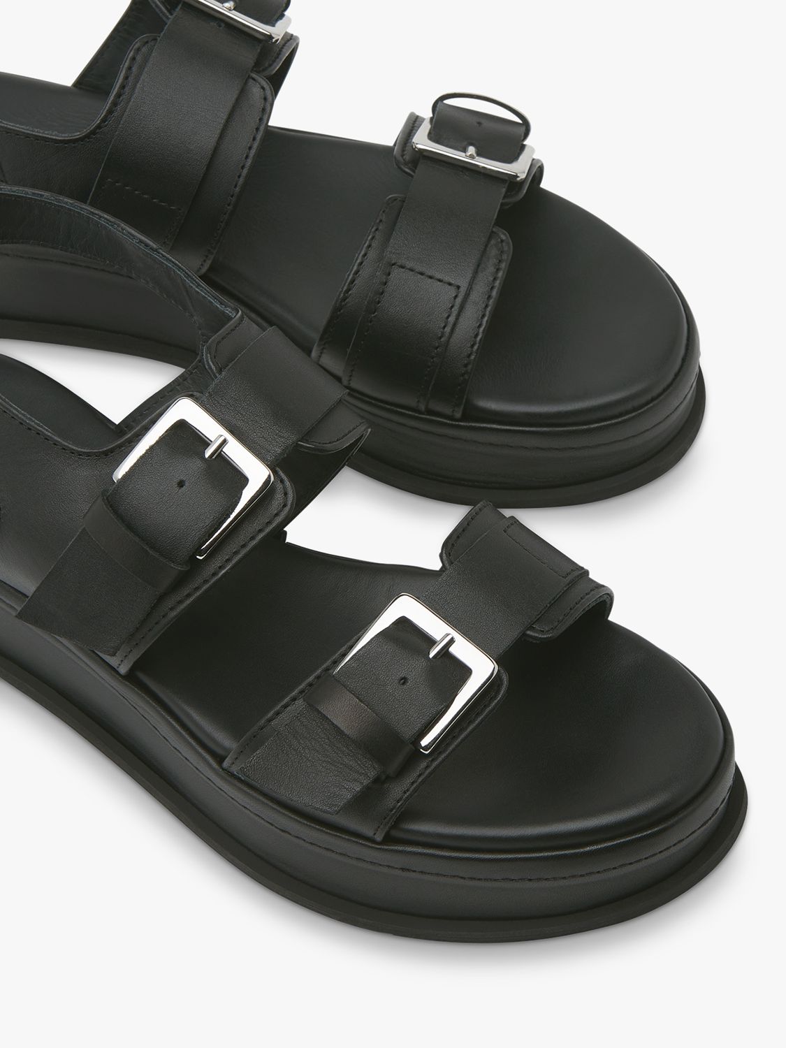 Whistles Marley Double Buckle Sandals, Black at John Lewis & Partners