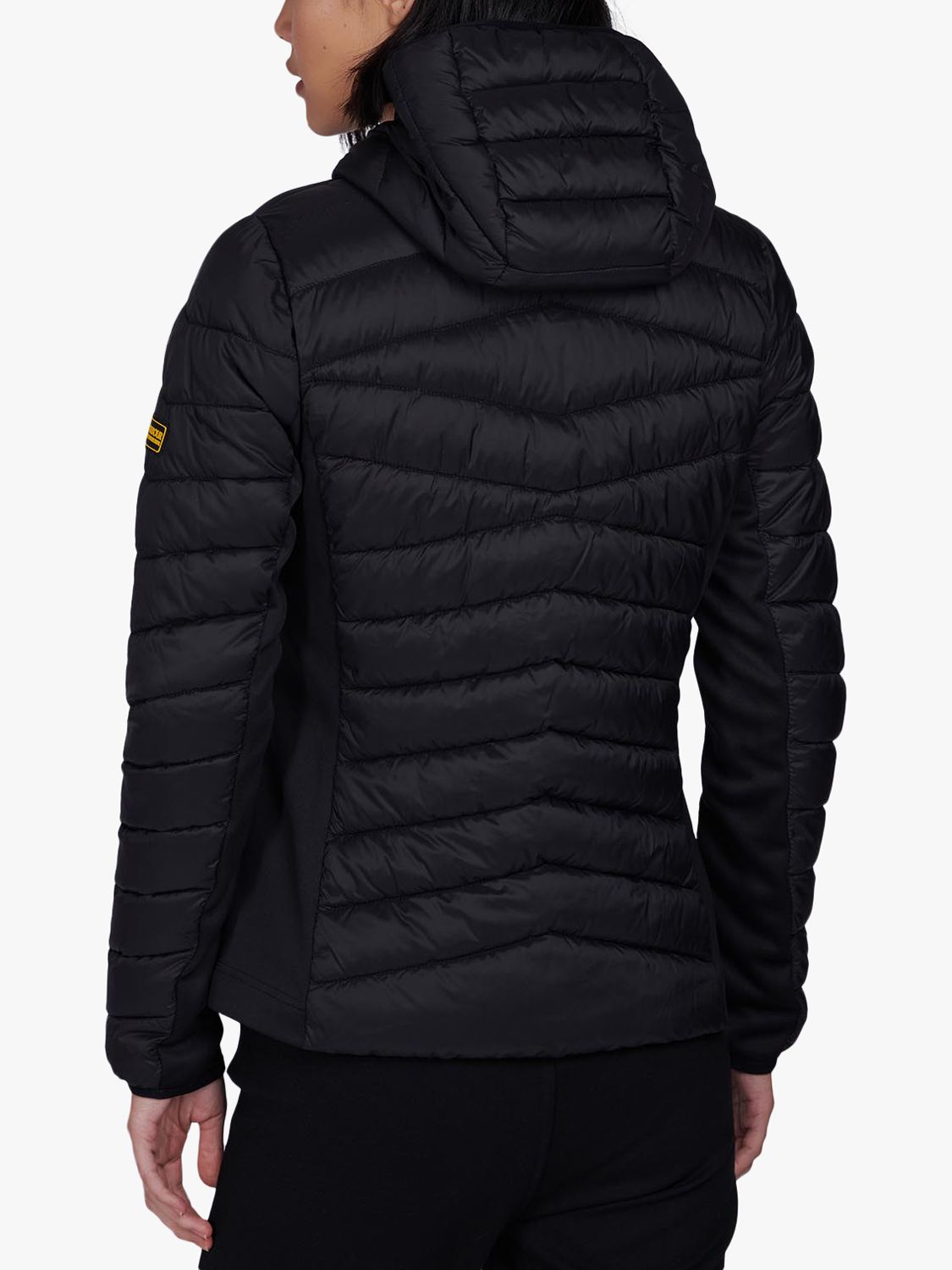 Barbour International Grid Hooded Quilted Jacket, Black at John Lewis ...