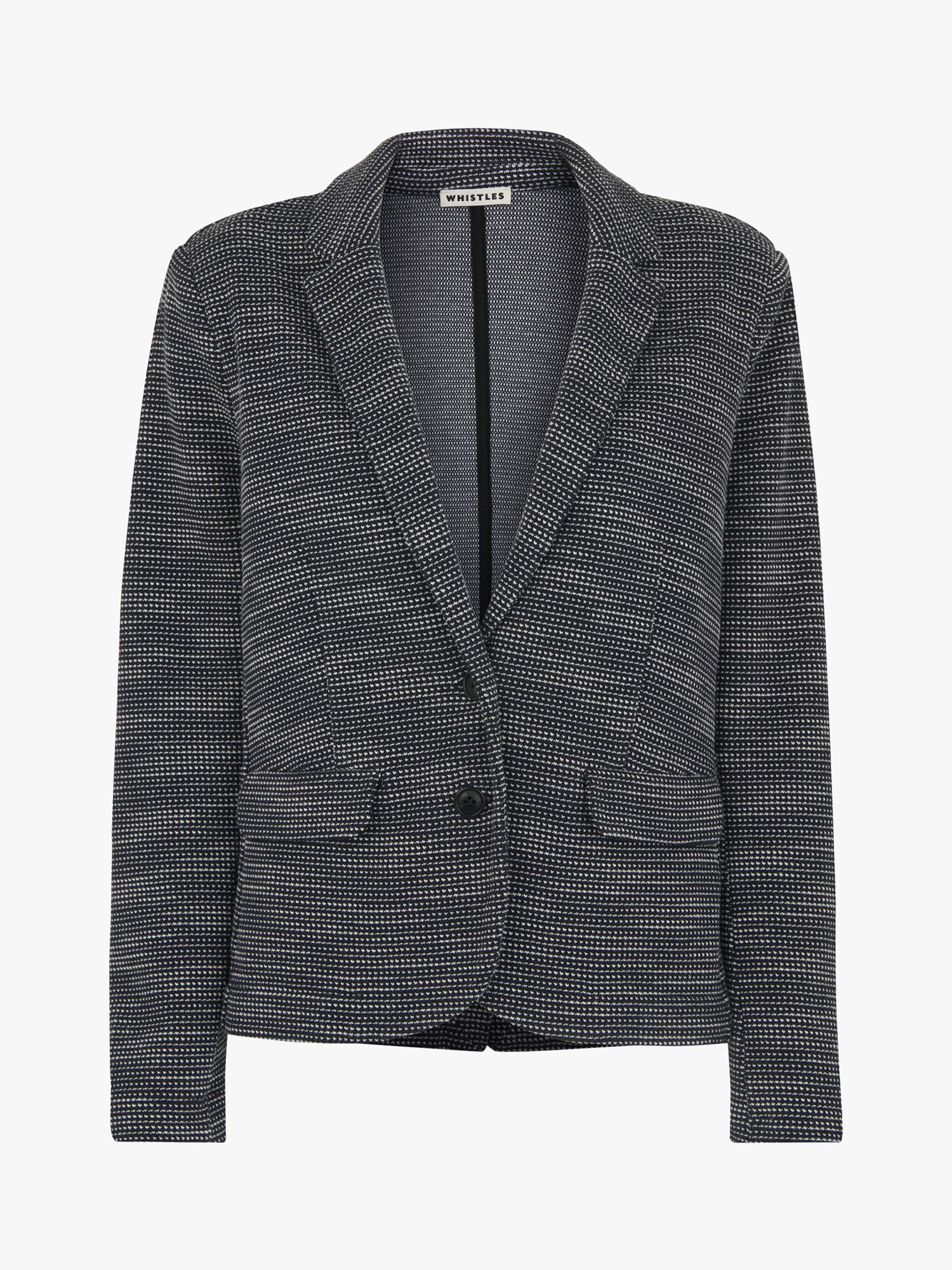 Whistles Tweed Slim Jersey Jacket, Navy/Multi, 6