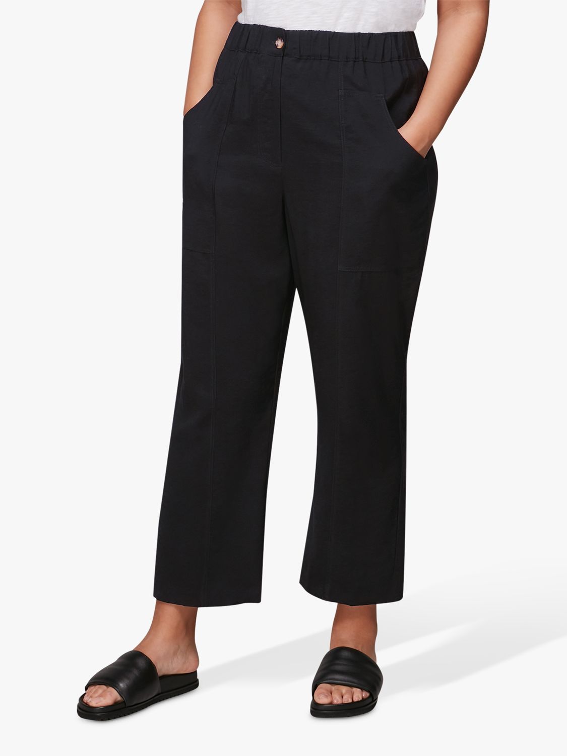 Whistles Easy Casual Trousers, Black at John Lewis & Partners