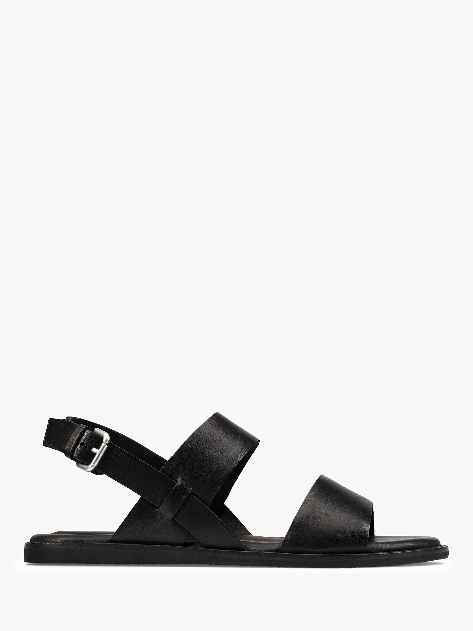 Clarks Karsea Strap Leather Sandals, Black at John Lewis & Partners