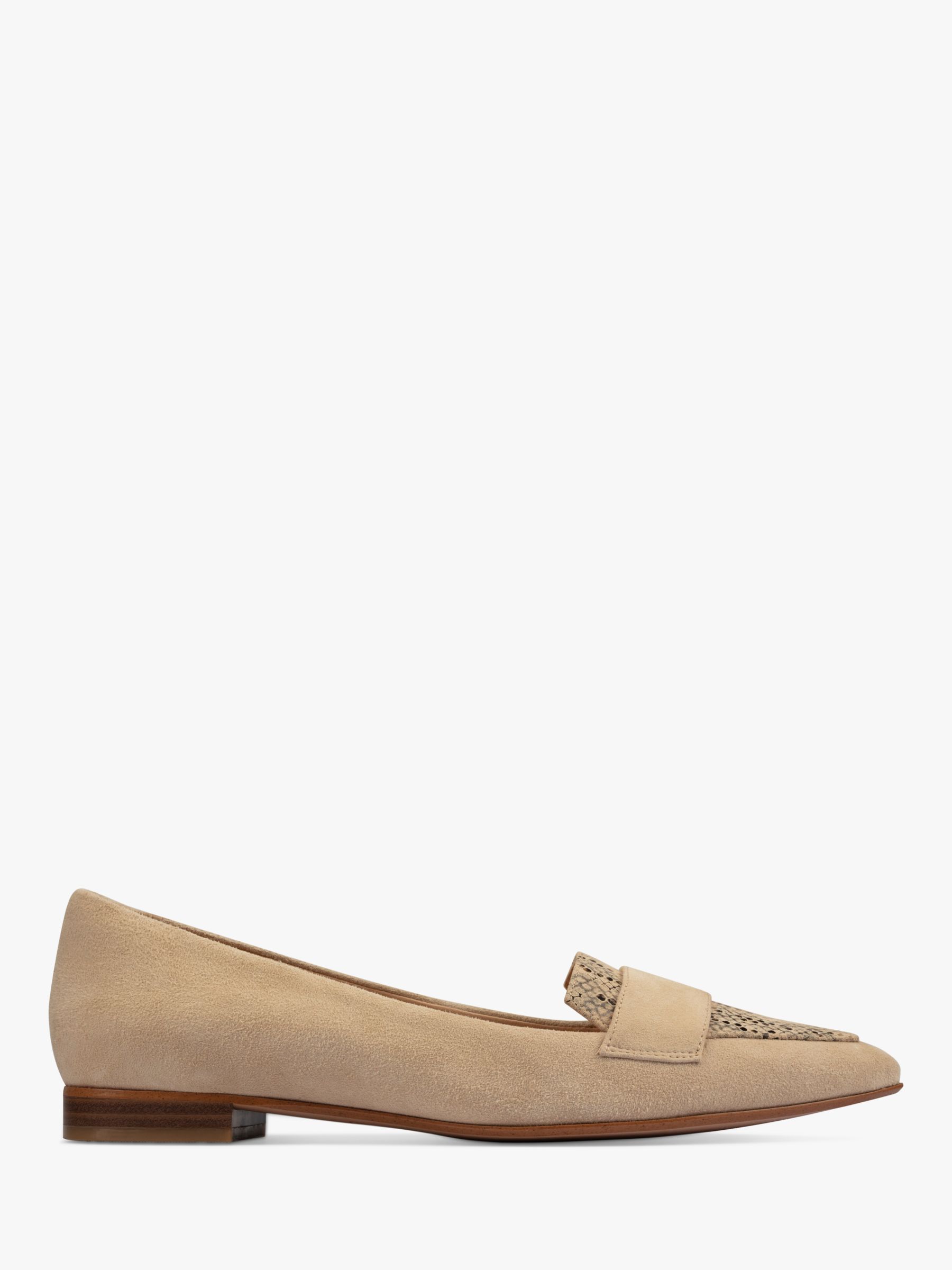 Clarks Laina Suede Loafers, Taupe Snake