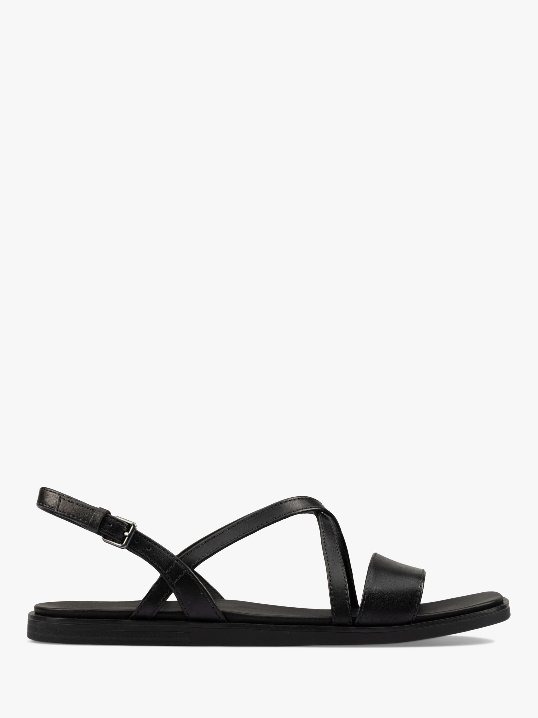 Clarks Ofra Leather Strap Sandals, Black at John Lewis & Partners