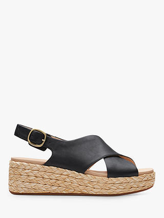 Clarks Kimmei Cross Leather Wedge Sandals