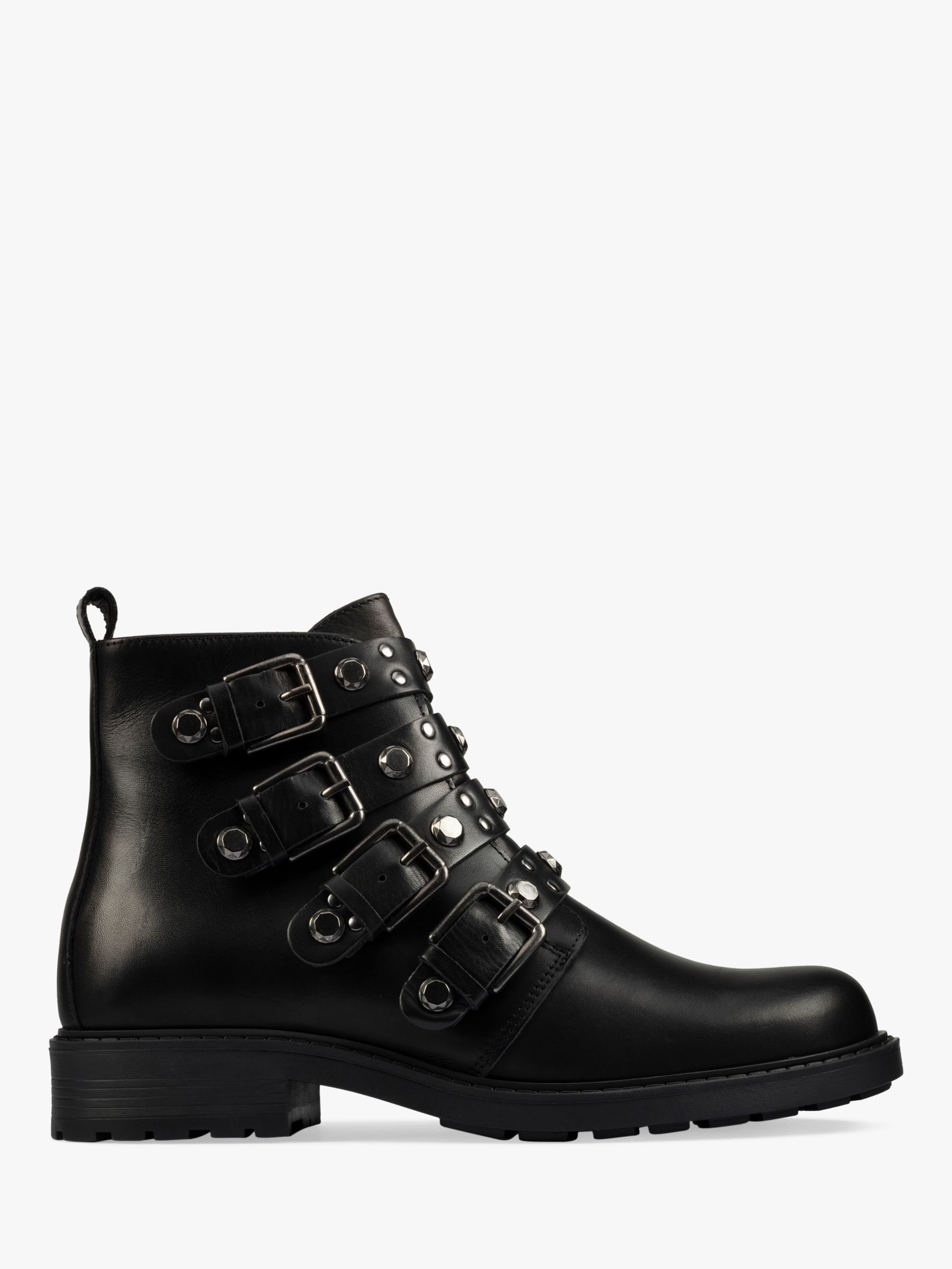 Clarks Orinoco 2 Leather Buckle Ankle Boots, Black at John Lewis & Partners