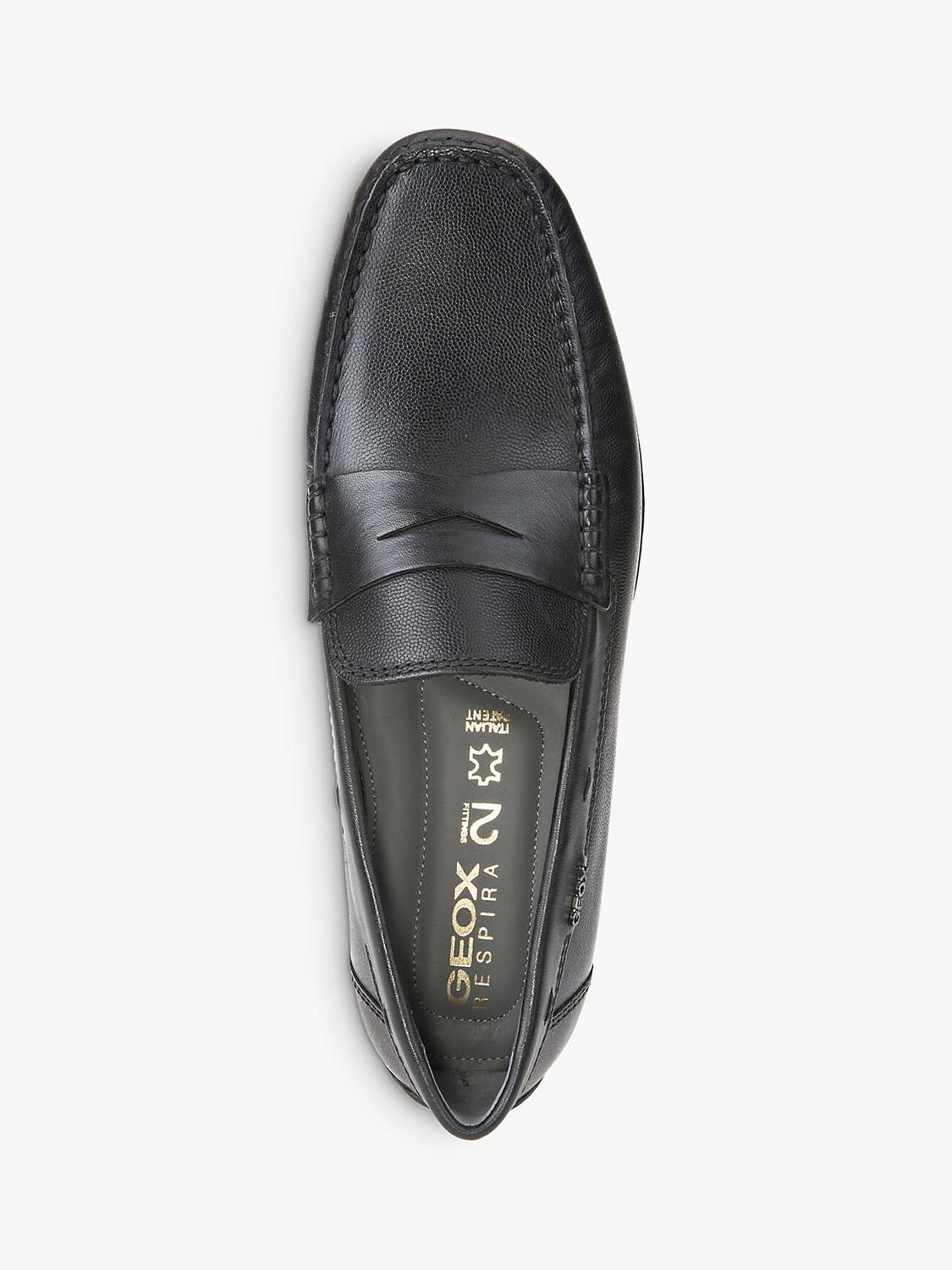 Geox Moner 2fit Man Leather Loafers, Black at John Lewis & Partners