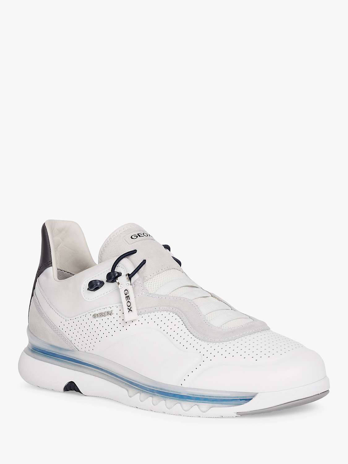 Geox Levita Wide Fit Leather Trainers, White at John Lewis & Partners