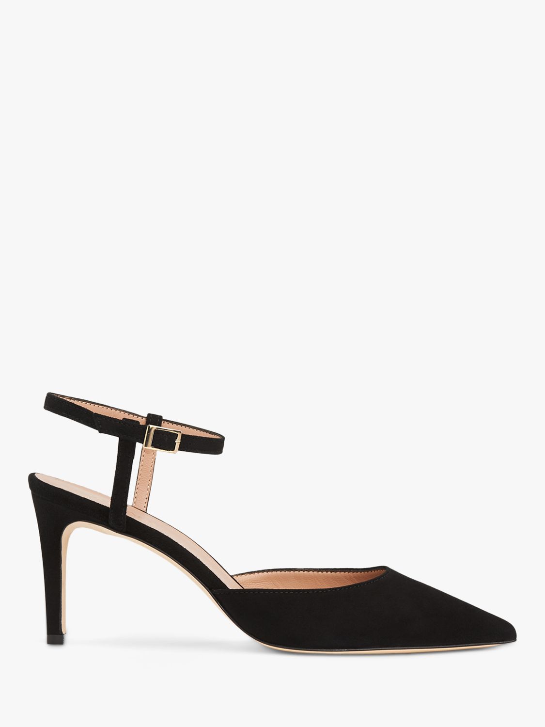 L.K.Bennett Hope Suede Pointed Court Shoes, Black at John Lewis & Partners