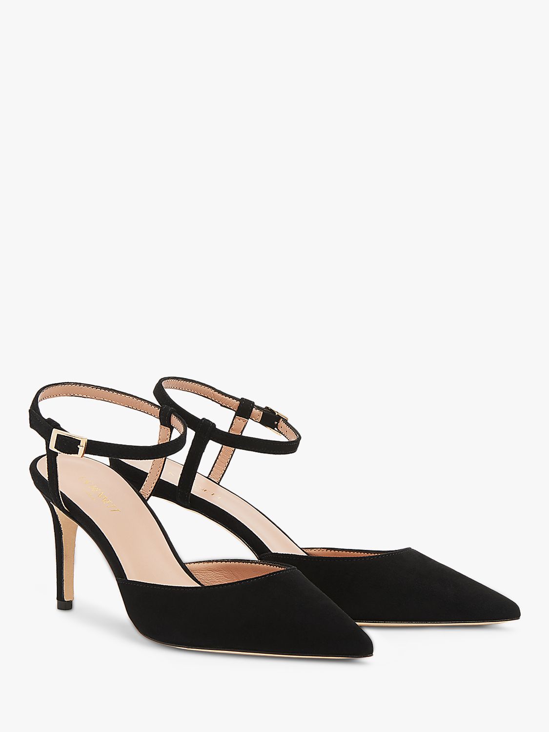 L.K.Bennett Hope Suede Pointed Court Shoes, Black at John Lewis & Partners
