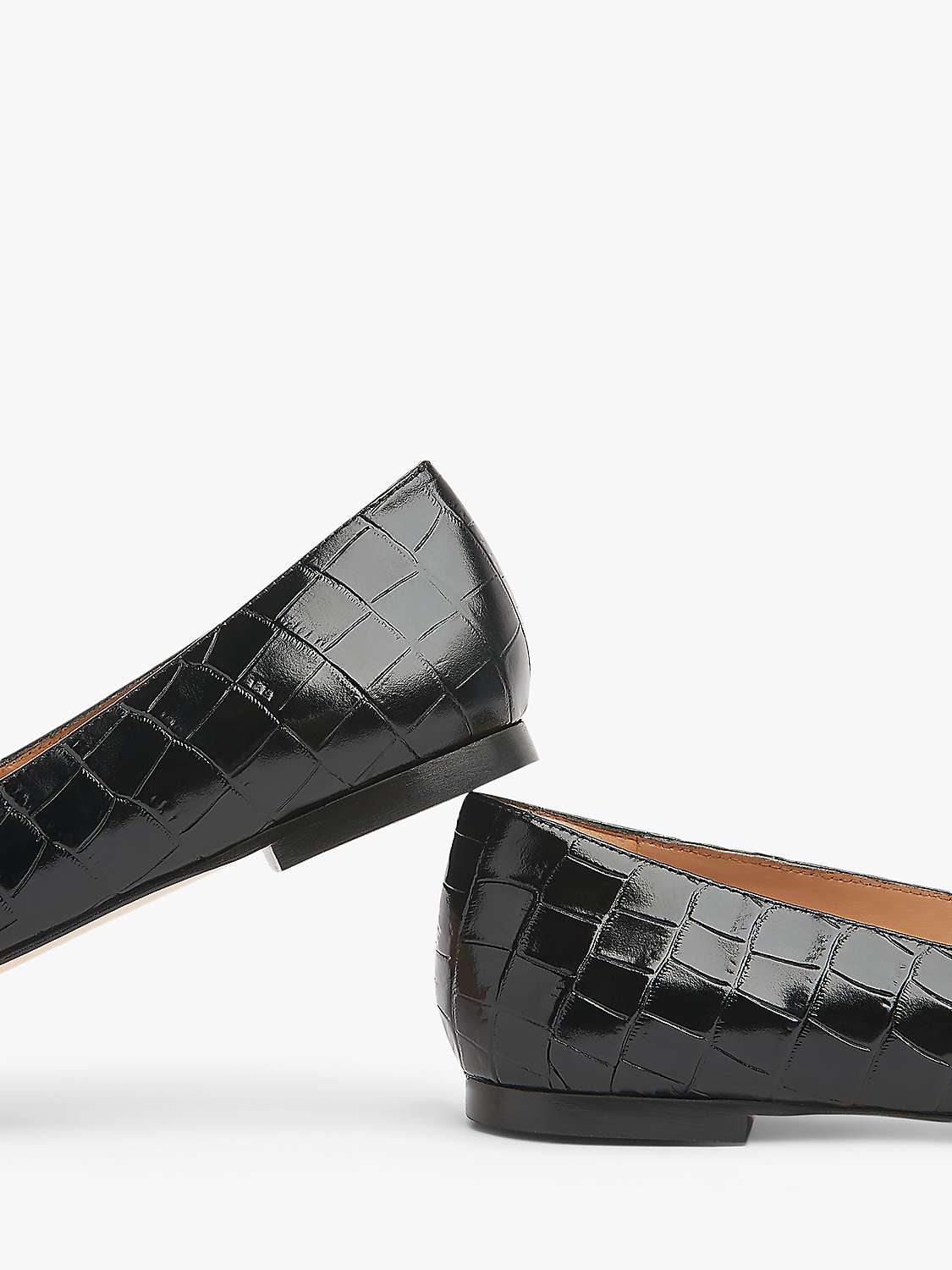 Buy L.K.Bennett Phyllis Croc Effect Leather Flats, Black Online at johnlewis.com