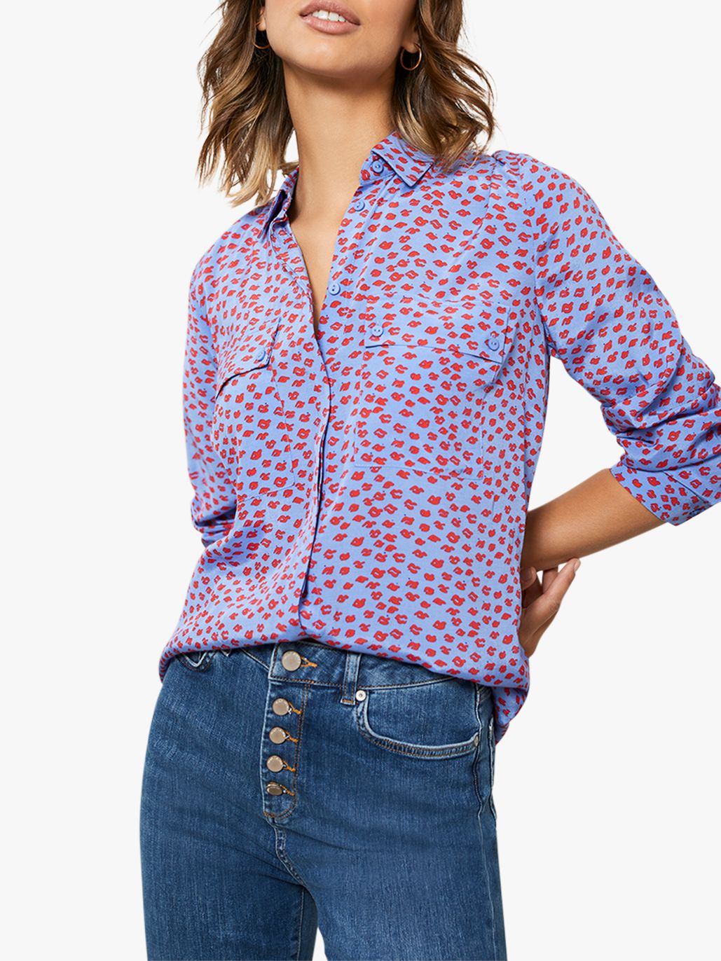 Mint Velvet Lips Print Shirt, Purple