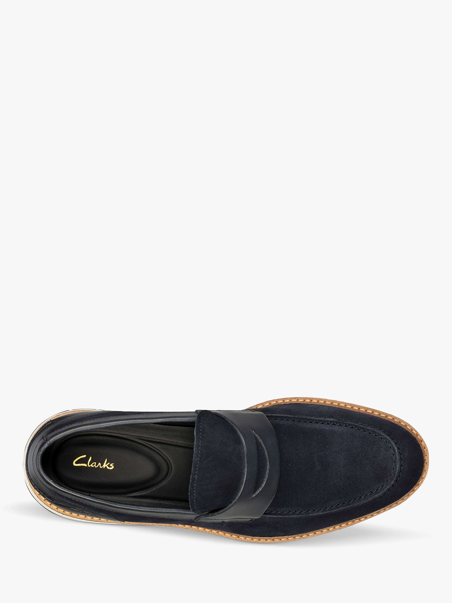 Buy Clarks Chantry Suede Penny Loafers, Navy Online at johnlewis.com
