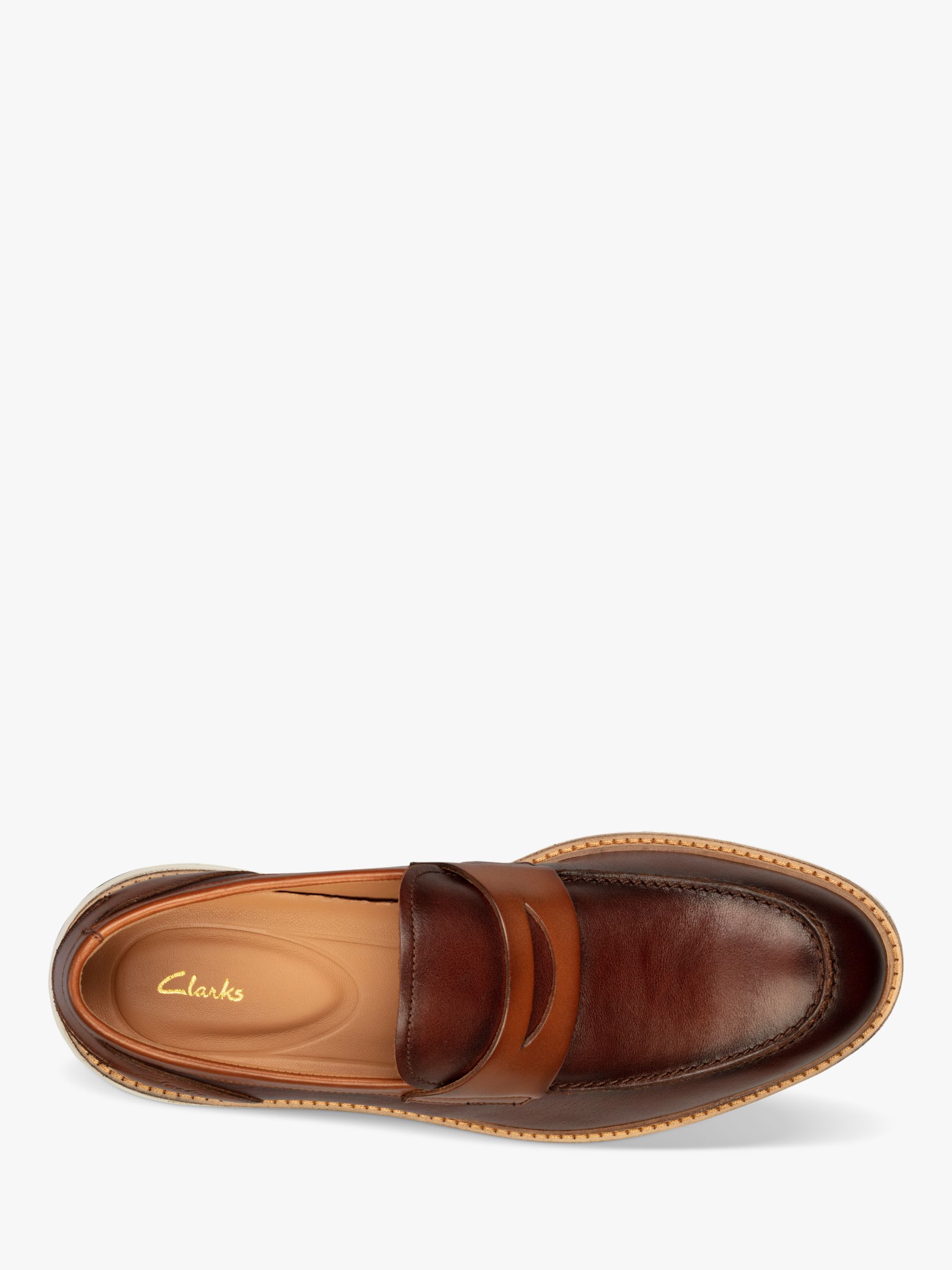 Clarks Chantry Leather Penny Loafers, Tan at John Lewis & Partners
