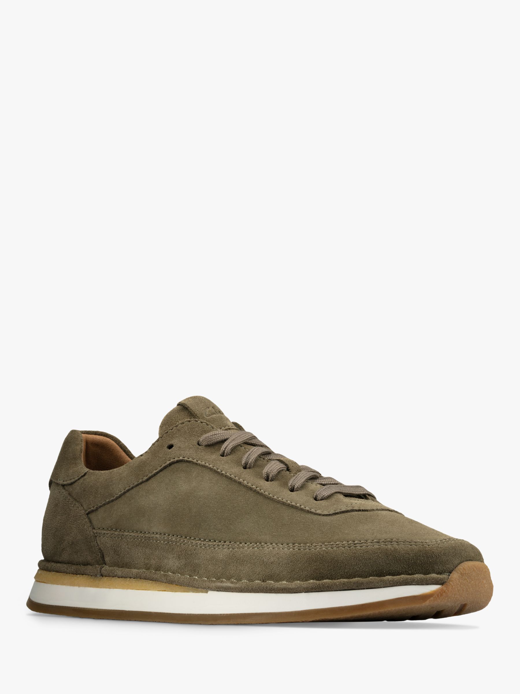 Clarks CraftRun Lace Trainers, Olive at John Lewis & Partners