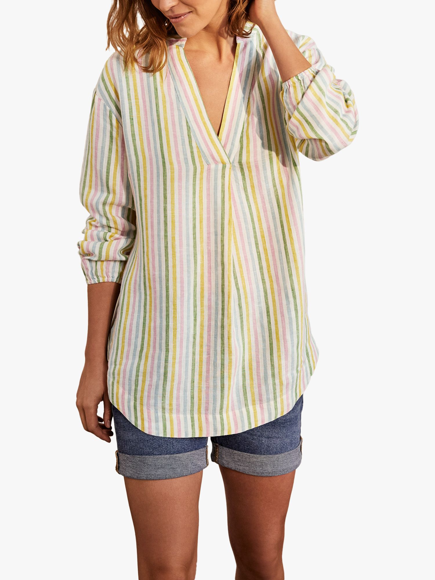 Boden Hannah Shirt, Pink Stripe/Multi