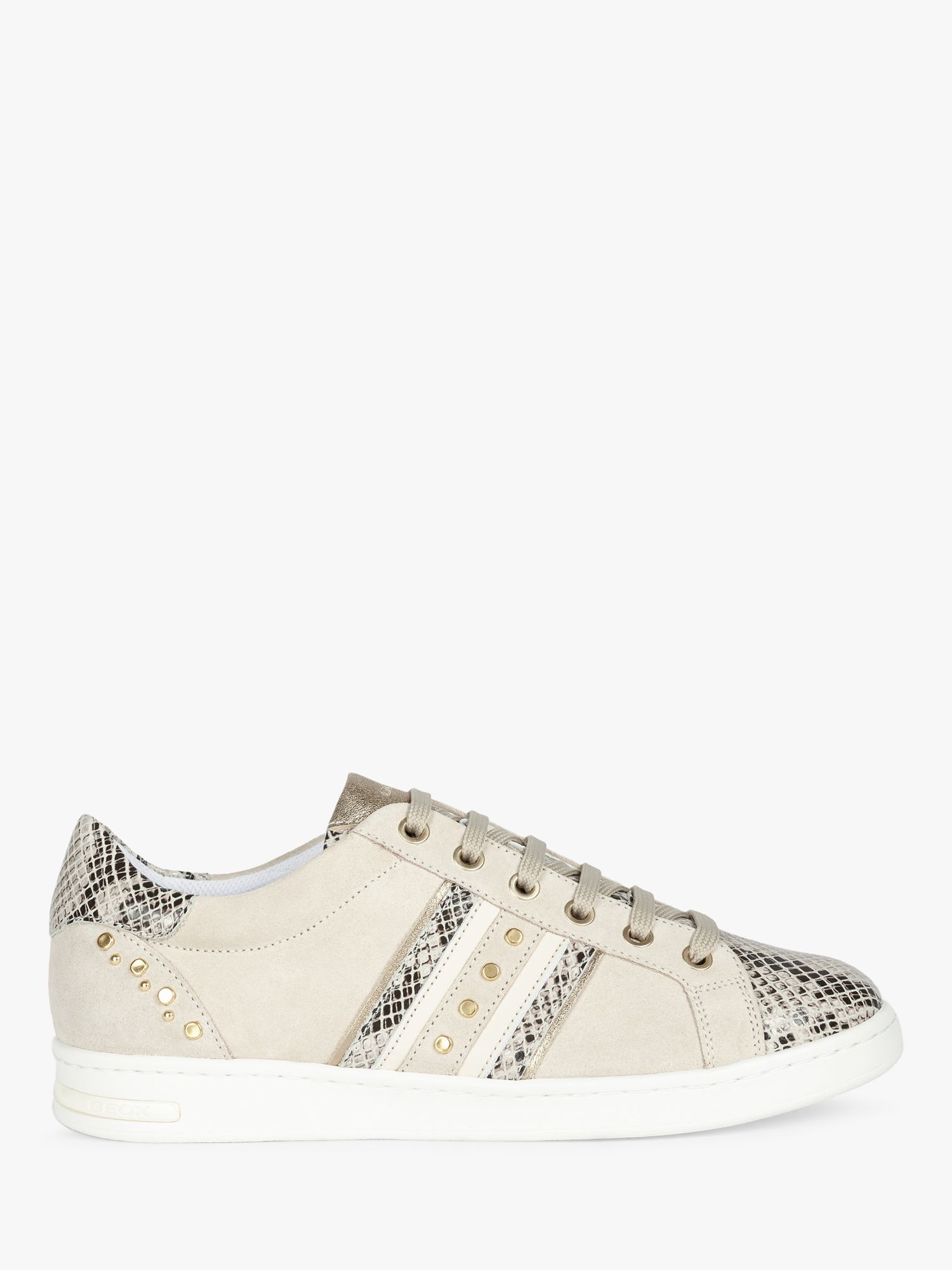 Geox Jaysen Wide Fit Leather Low Top Trainers, Beige, Beige at John ...