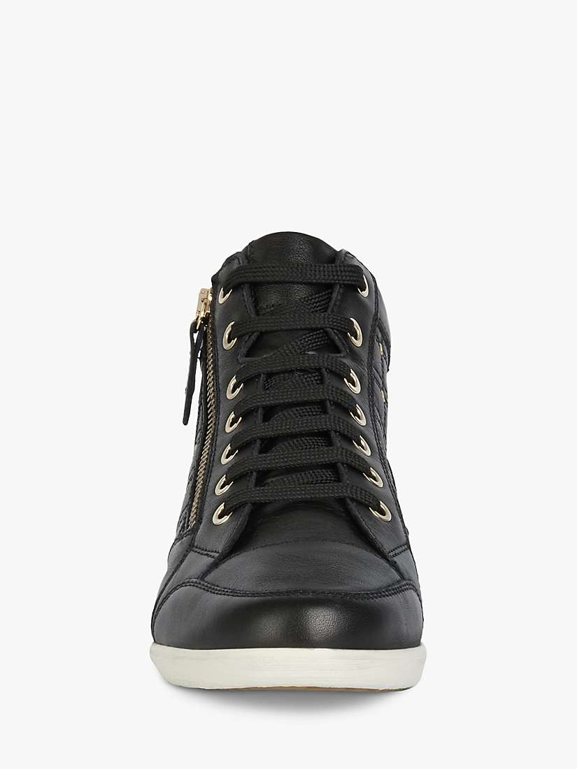 Buy Geox Women's Myria Wide Fit Leather Lace Up Trainers, Black Online at johnlewis.com
