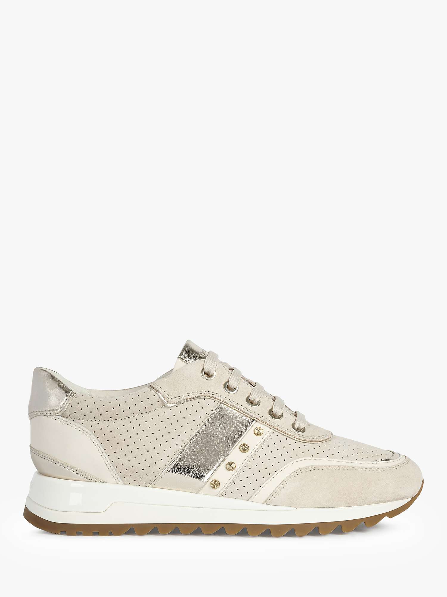 Buy Geox Women's Tabelya Wide Fit Studded Lace Up Trainers, Beige Online at johnlewis.com