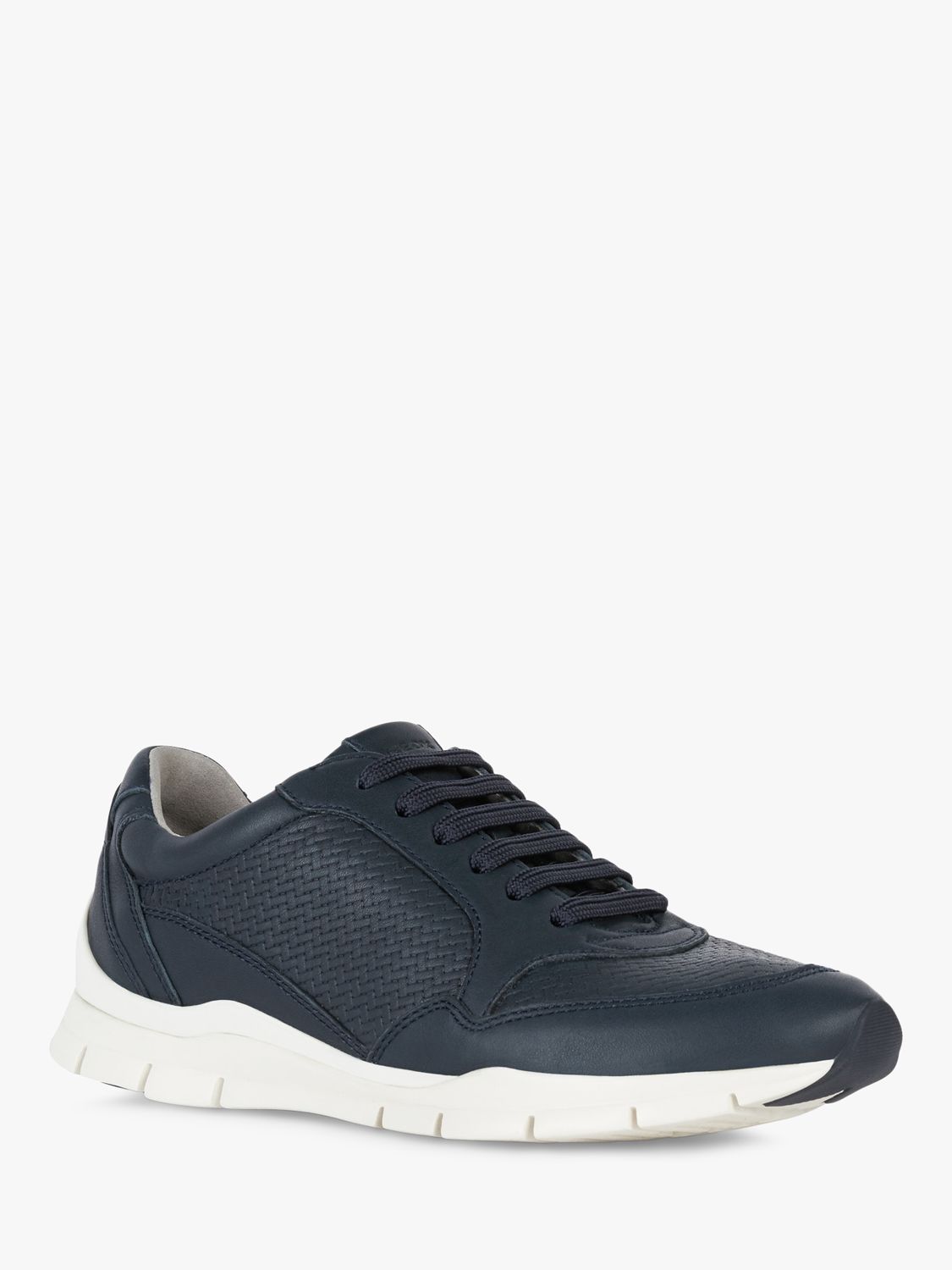 Geox Sukie Leather Trainers, Navy at John Lewis & Partners