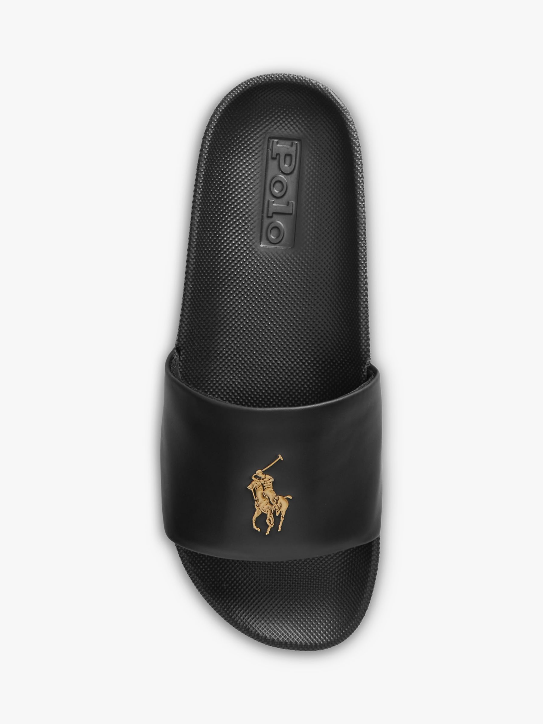 Polo Ralph Lauren Cayson Pony Slide Sandals, Black/Gold, 8