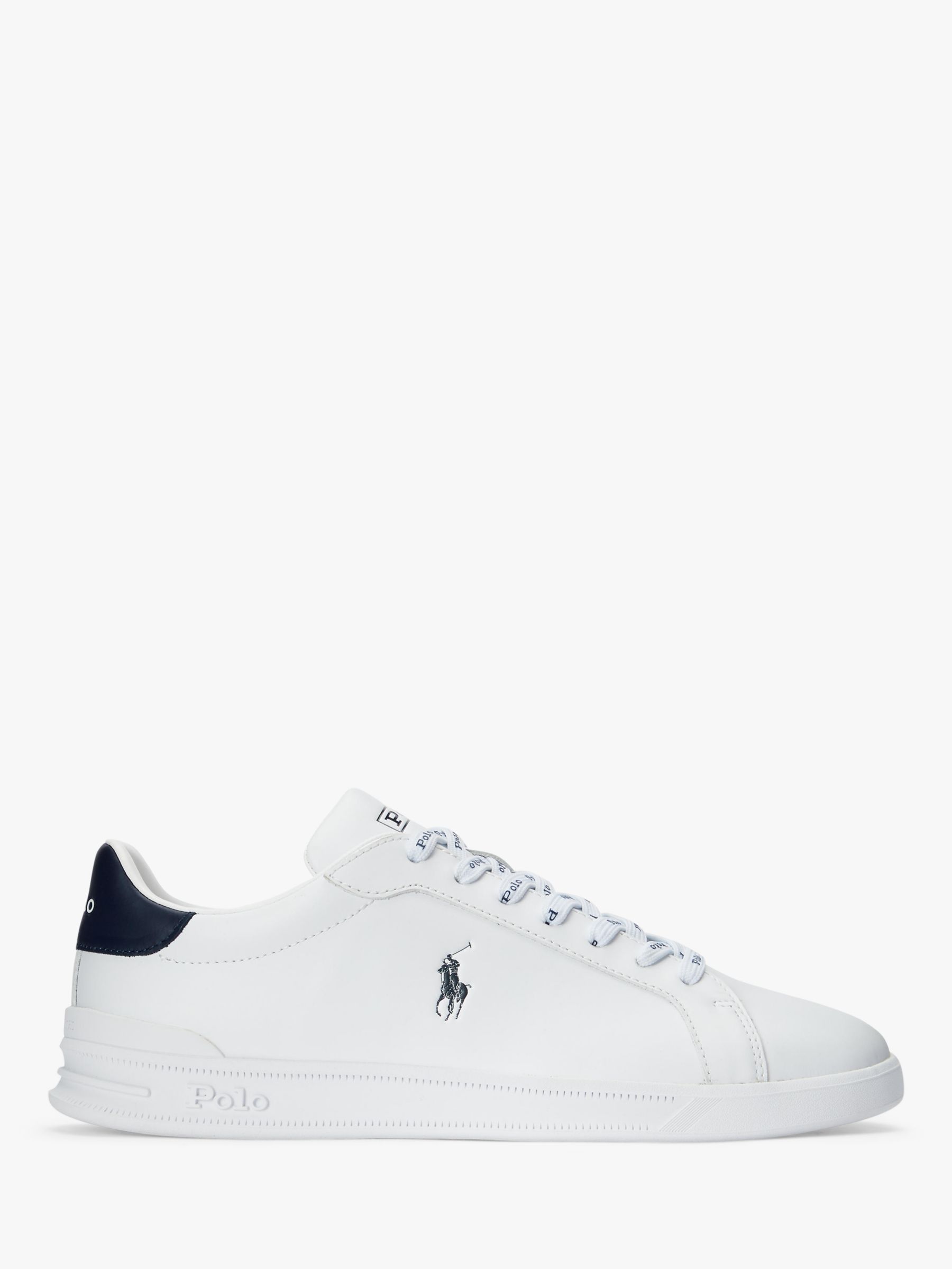 Polo Ralph Lauren Heritage Court II Leather Trainers, White/Newport Navy at  John Lewis & Partners
