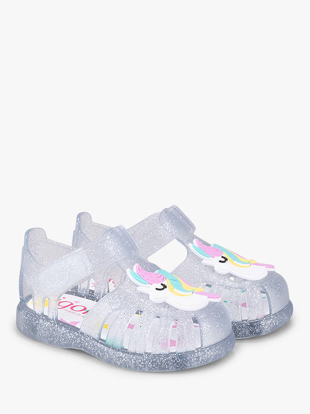 IGOR Children's Tobby Unicorn Jelly Sandals, Transparent Glitter, 18