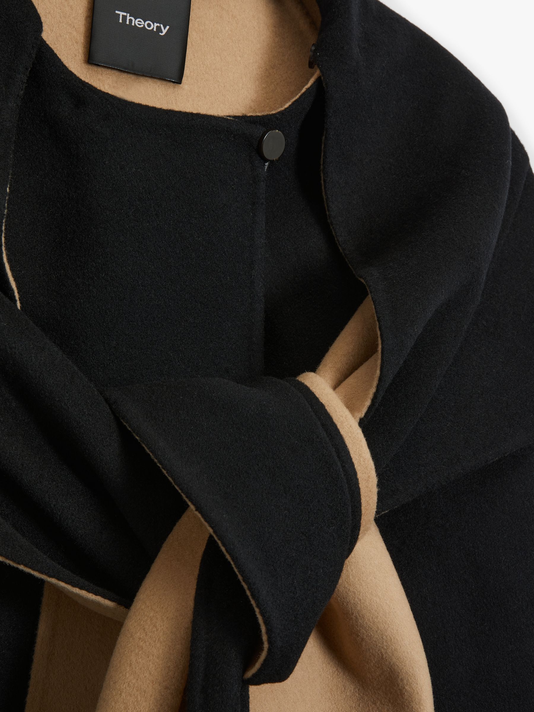 Theory Wool Cashmere Blend Scarf Coat, Black at John Lewis & Partners
