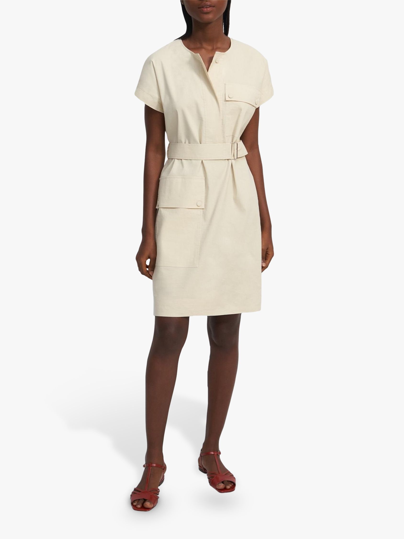 Theory Linen Blend Utility Dress, Natural at John Lewis & Partners