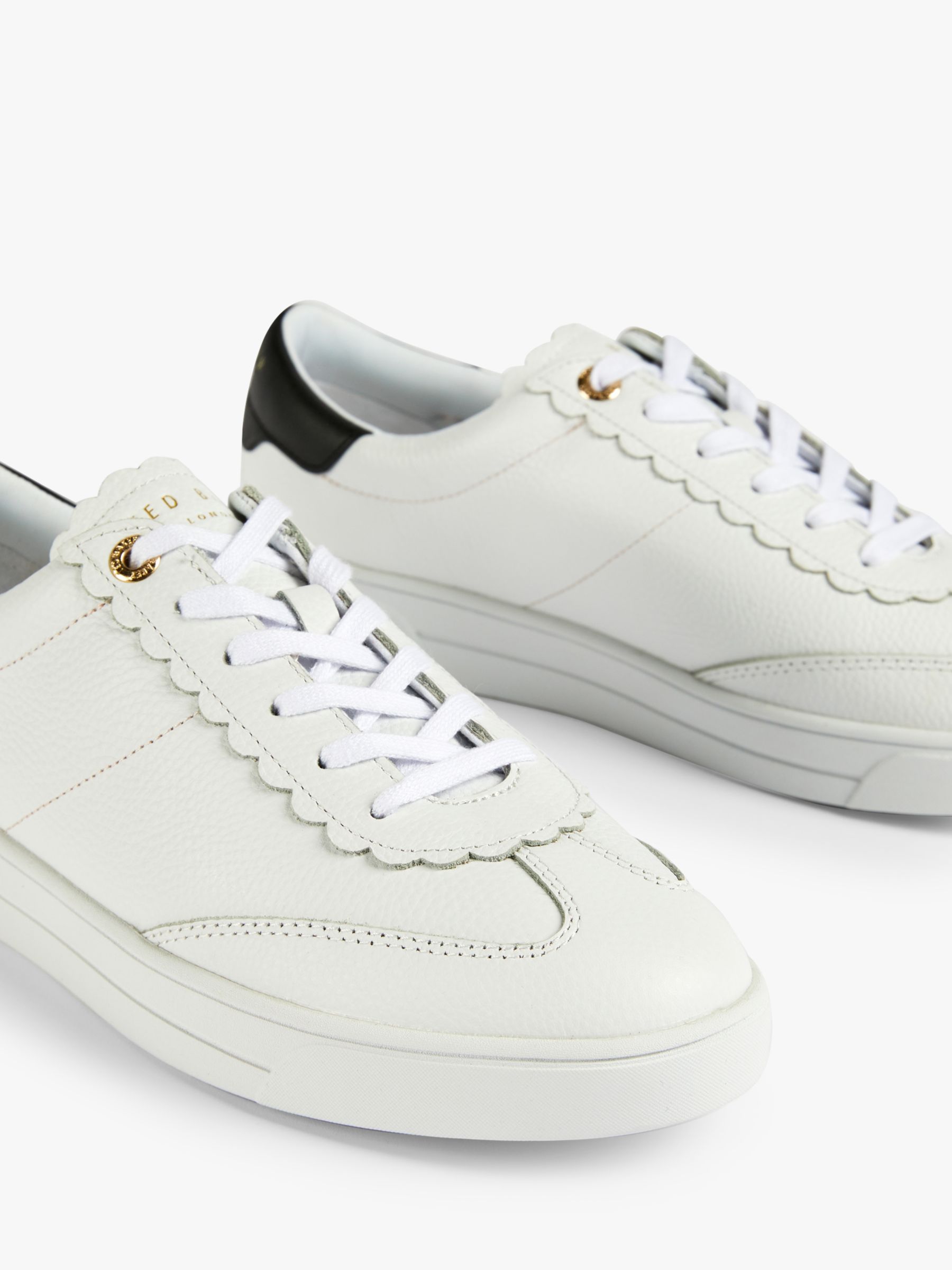 Ted Baker Ebby Leather Lace Up Trainers, White/Black at John Lewis ...