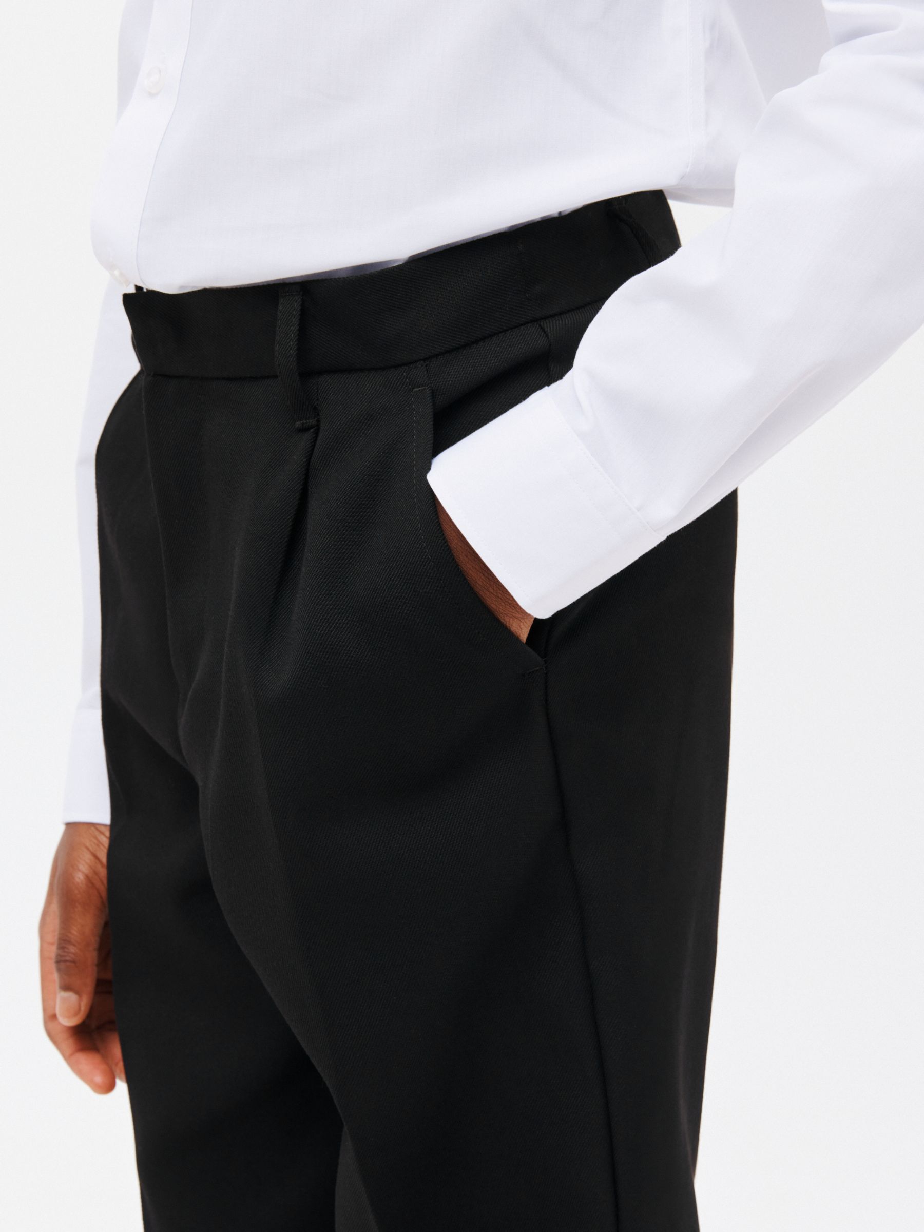 John Lewis Kids' Regular Fit Long Length School Trousers, Black at John  Lewis & Partners