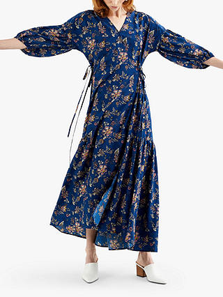 Levi's Blair Long Sleeve Floral Print Wrap Dress, Navy