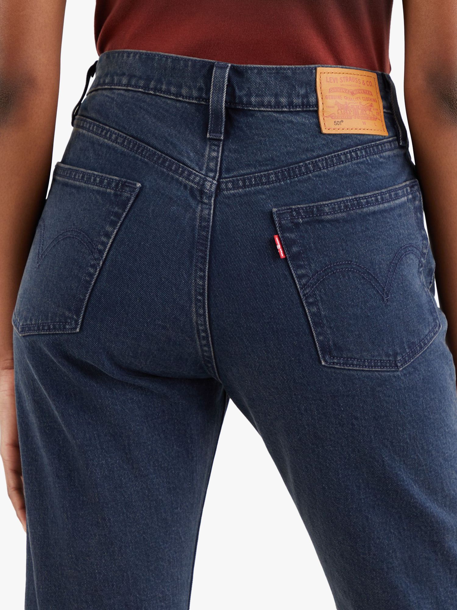 Levi's 501 Cropped Jeans, Deep Dark Blue at John Lewis & Partners