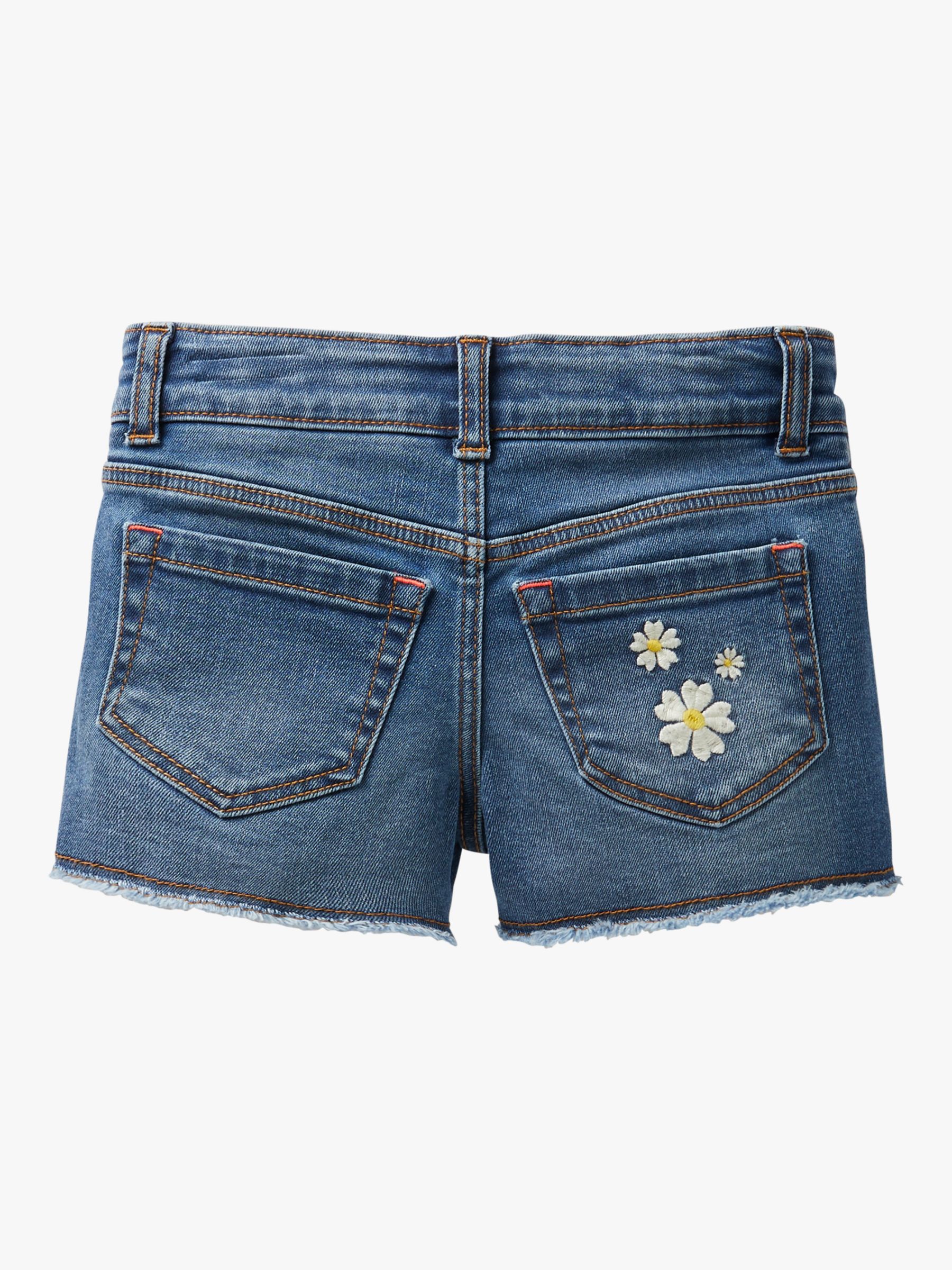 Mini Boden Girls' Floral Applique Denim Shorts, Blue at John Lewis ...