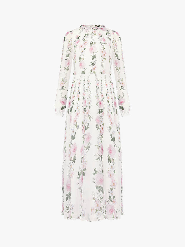 Hobbs Rosabelle Silk Floral Dress, Ivory/Multi at John Lewis & Partners
