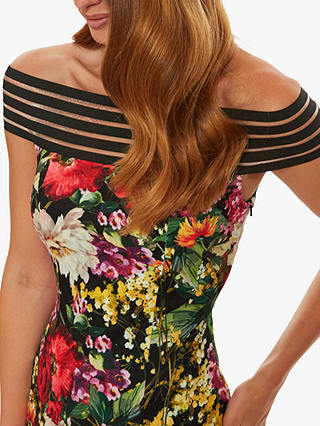 Gina Bacconi Natania Floral Print Scuba Dress, Black/Multi at John 