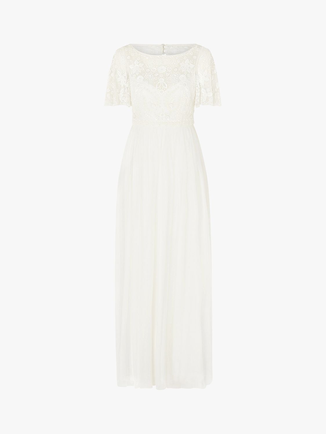 Monsoon Shelly Angel Sleeve Maxi Wedding Dress, Ivory