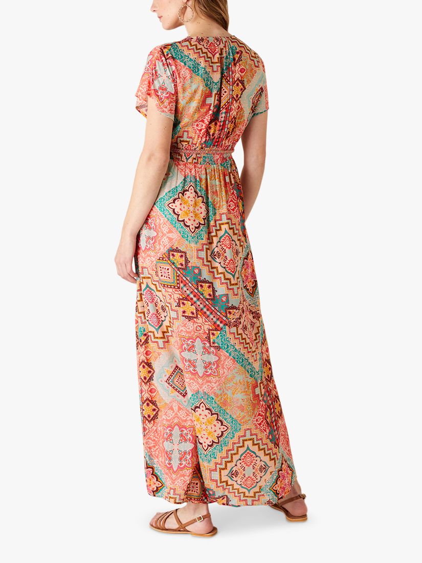 Monsoon Abstract Print Maxi Dress, Orange at John Lewis & Partners