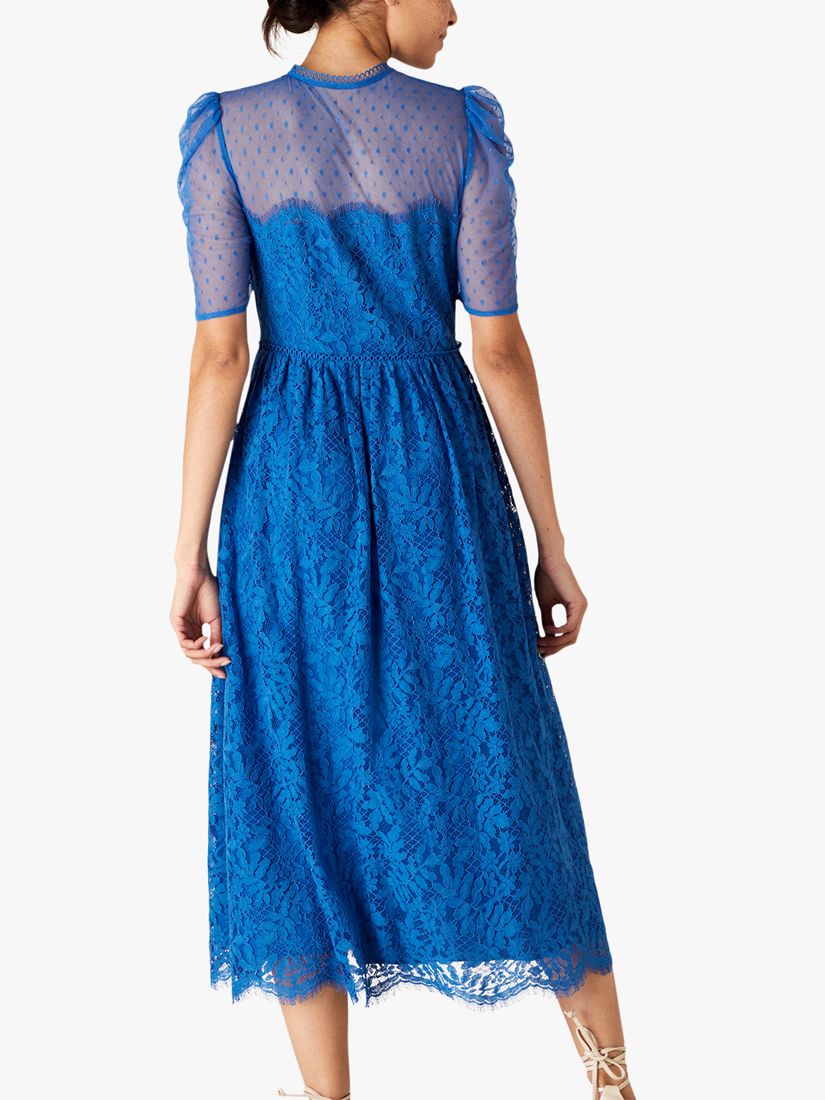 Monsoon Trisha Floral Lace Midi Dress, Blue at John Lewis & Partners