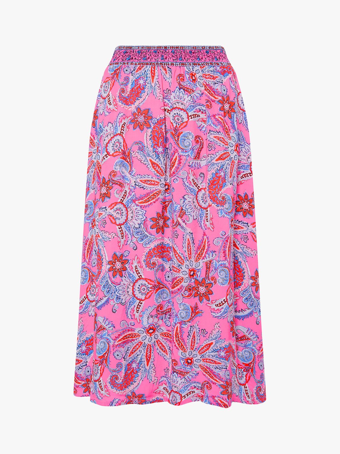 Monsoon Paisley Floral Print Midi Skirt, Pink