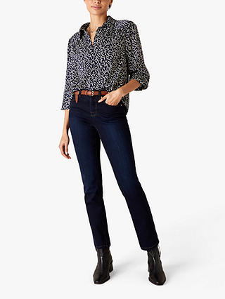 Monsoon Abstract Square Print Blouse, Navy