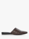Dune Wolseys Premium Leather Logo Mule Slippers, Dark Brown