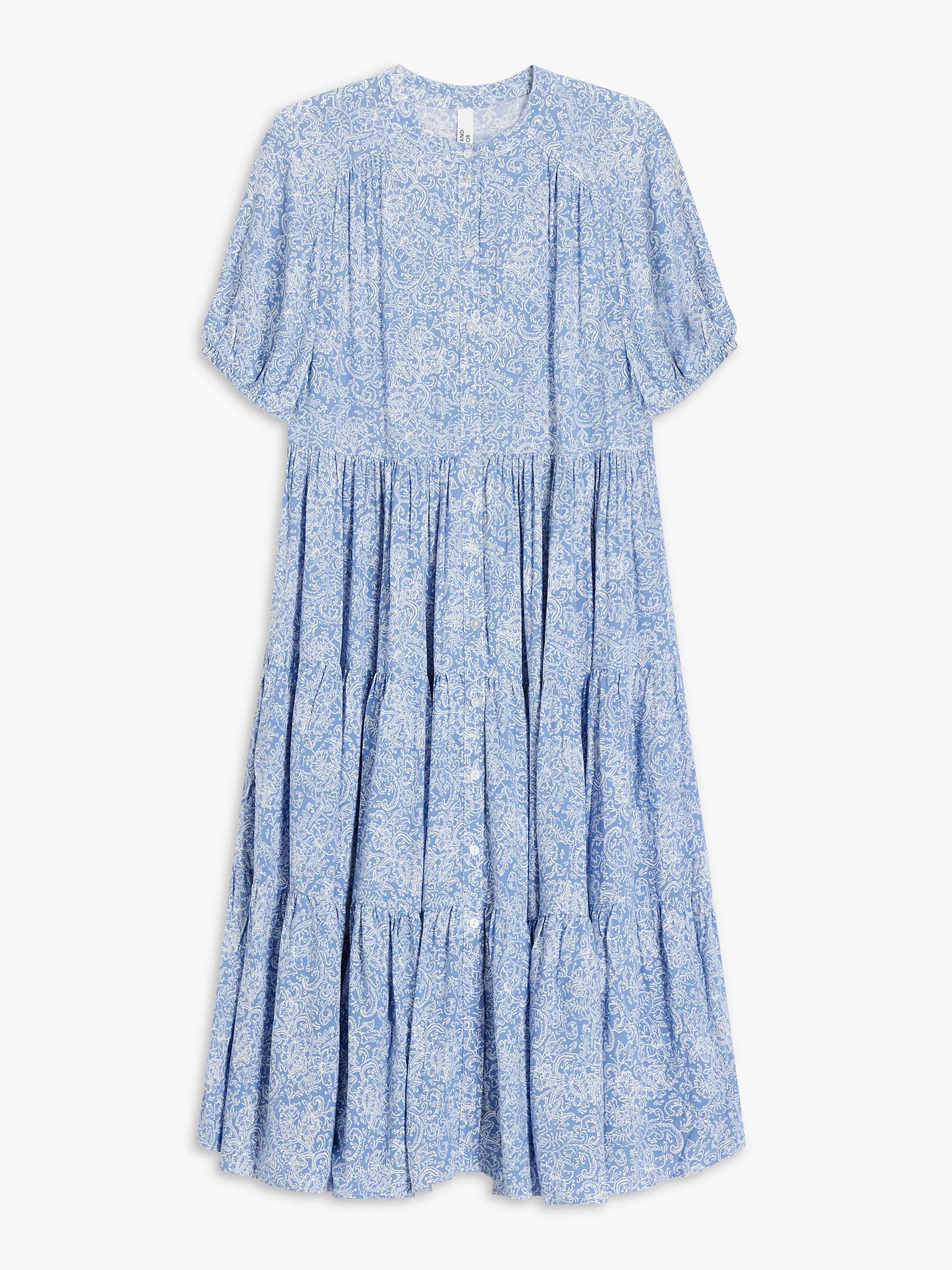 AND/OR Brooke Mono Floral Dress, Blue at John Lewis & Partners